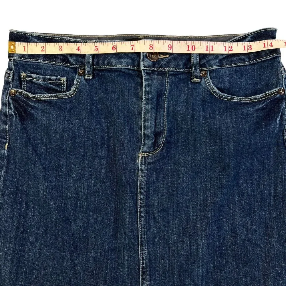 Paige Jean Skirt Women’s Size 28 Blue Front Split Light Distress - Picture 14 of 15